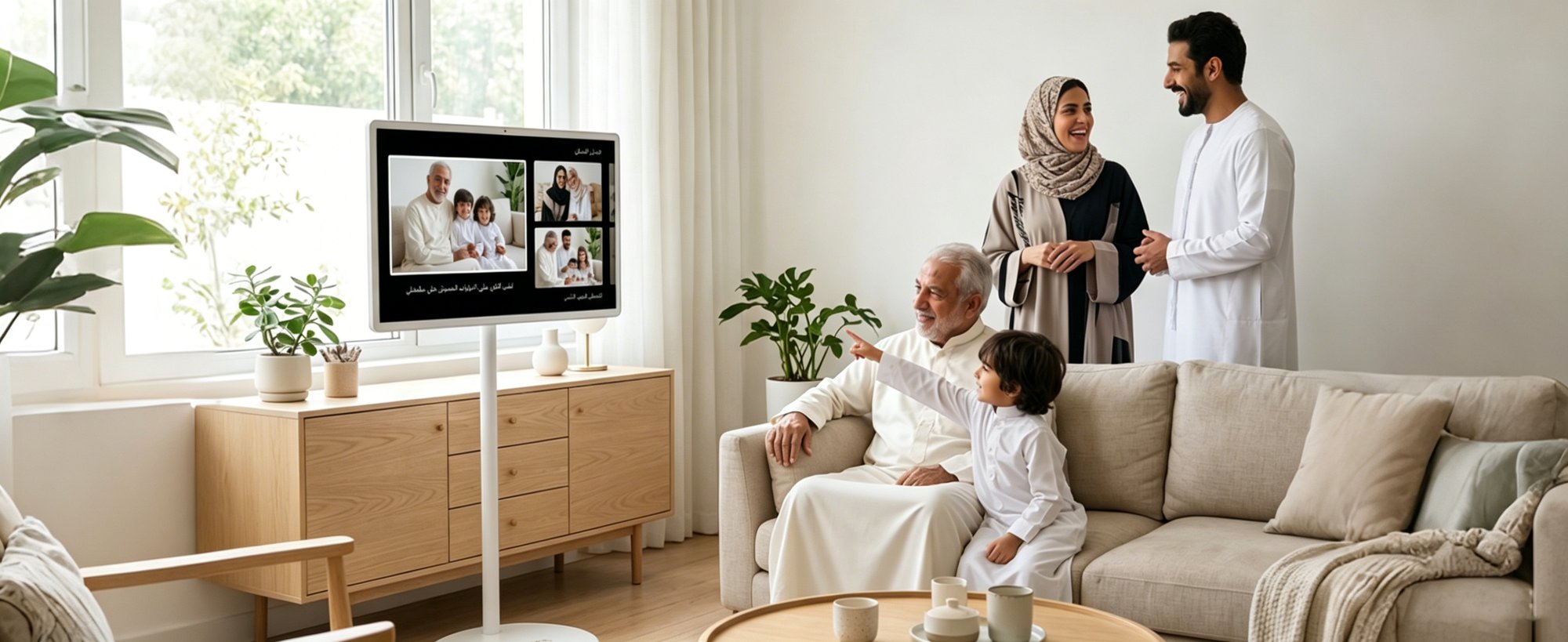 Middle Eastern family using OTTAL smart display
